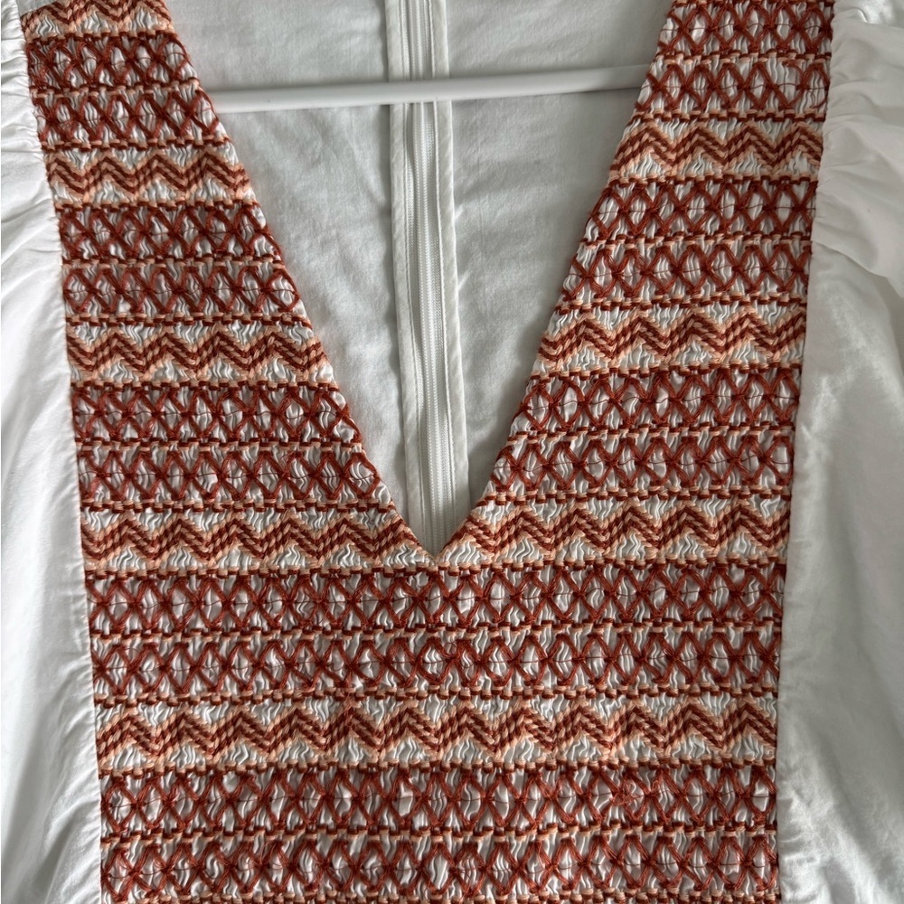 Madewell White Dress Coastal Cowgirl embroidery Accents Vey Cottagecore Flowy - Picture 11 of 12